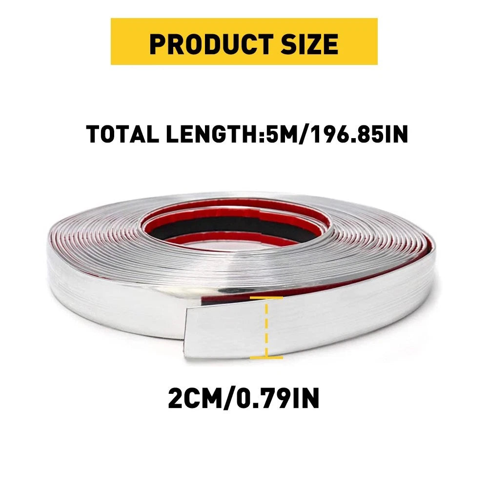 Chrome Door Guard Moulding Trim Strip for Trucks SUV (0.8"x16FT)