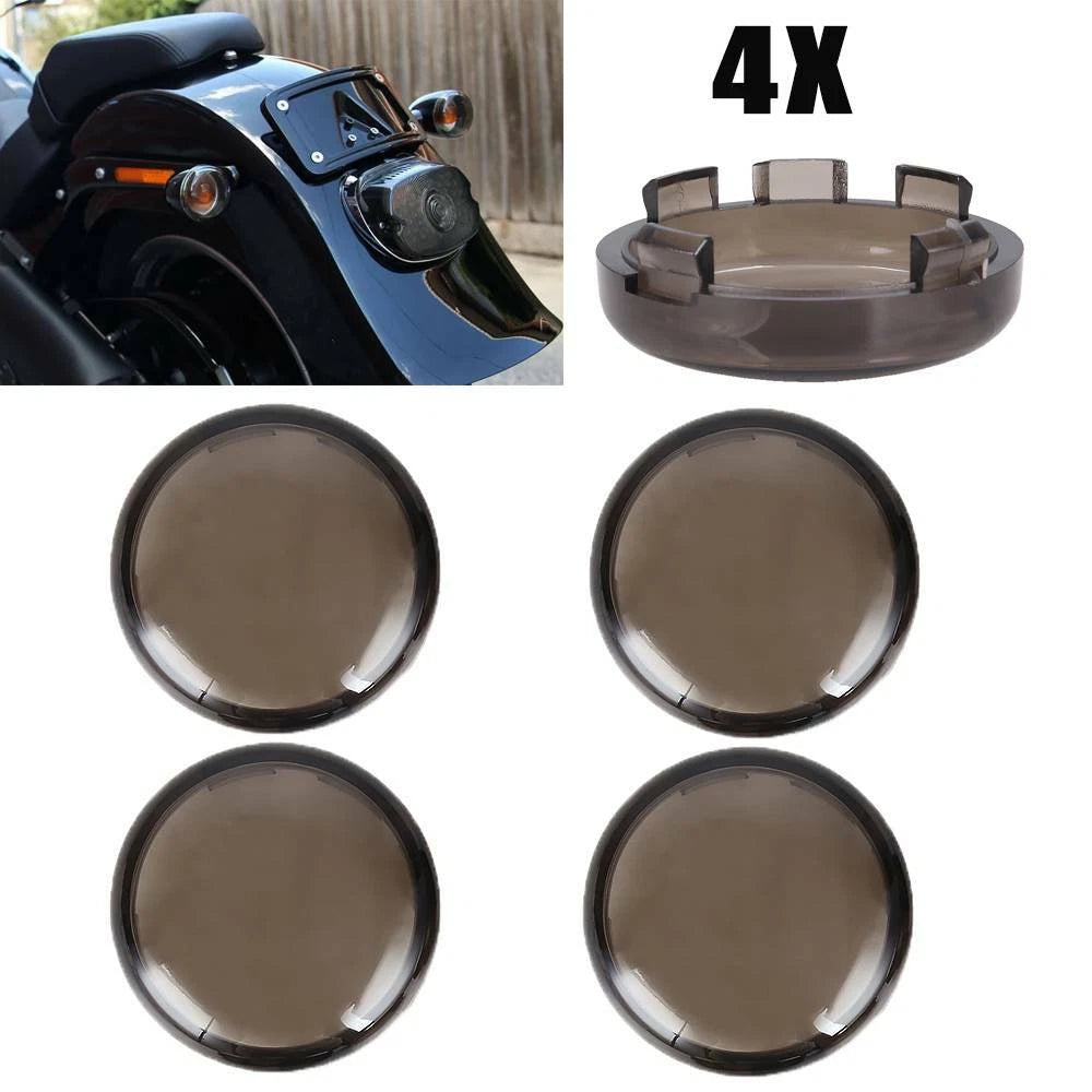 Set of 4 Smoked Turn Signal Light Lens Covers for Harley Sportster (2004–2023)