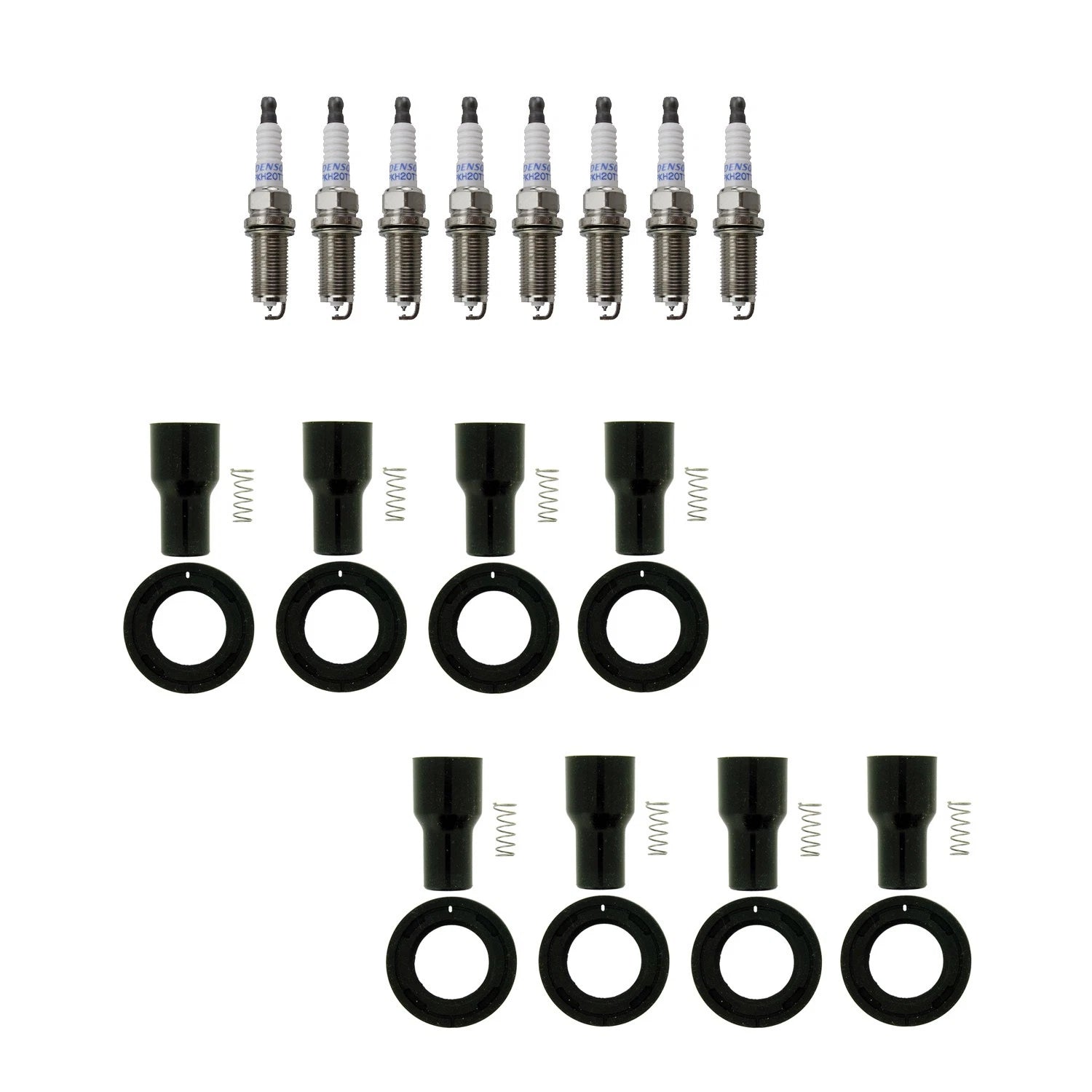 Denso 8 Platinum TT Spark Plugs & NGK Ignition Coil Boots for Lexus GX460 (2010–2023)