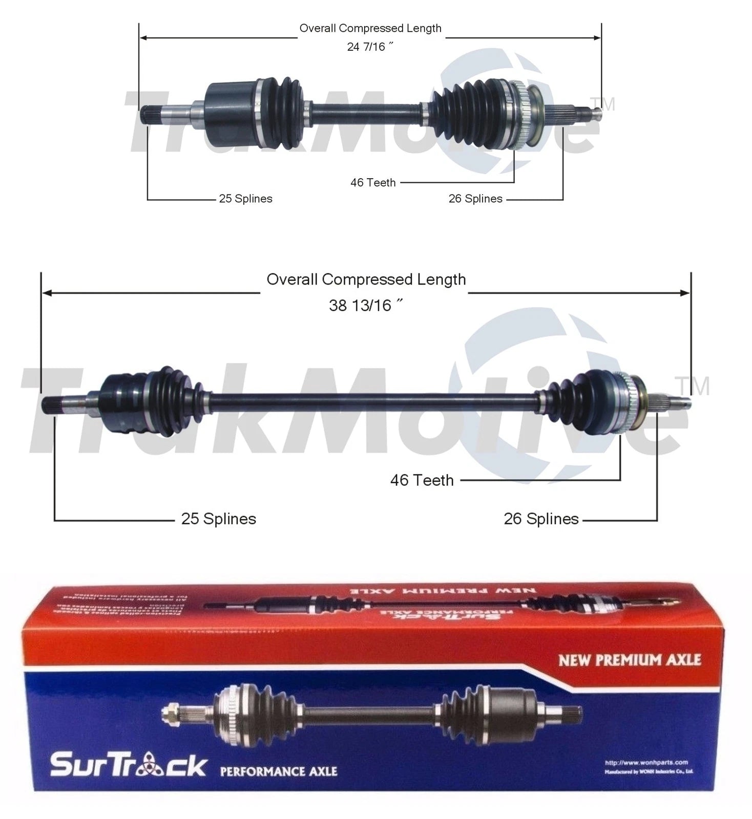 Set of 2 Front CV Axle Shafts for Chrysler Dodge Plymouth (FWD, ABS)