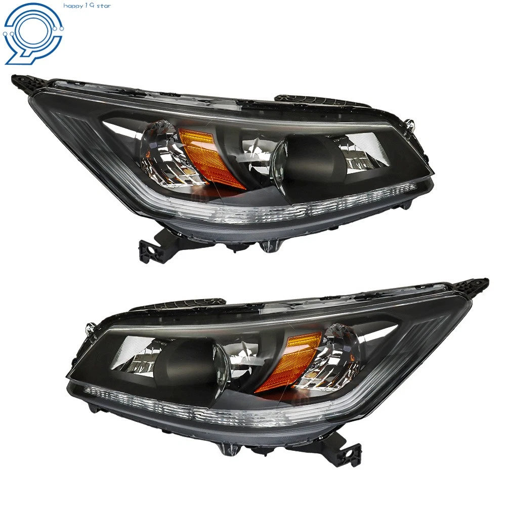 2X Headlamp for Honda Accord (2013-2015) Halogen with LED DRL