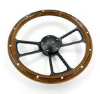 Steering Wheel Cover Replacement 14 Inch Black Wood Trim for Universal (—)