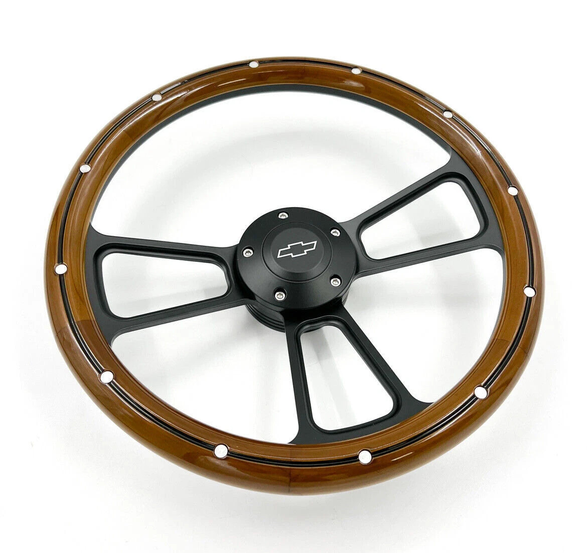 Steering Wheel Cover Replacement 14 Inch Black Wood Trim for Universal (—)