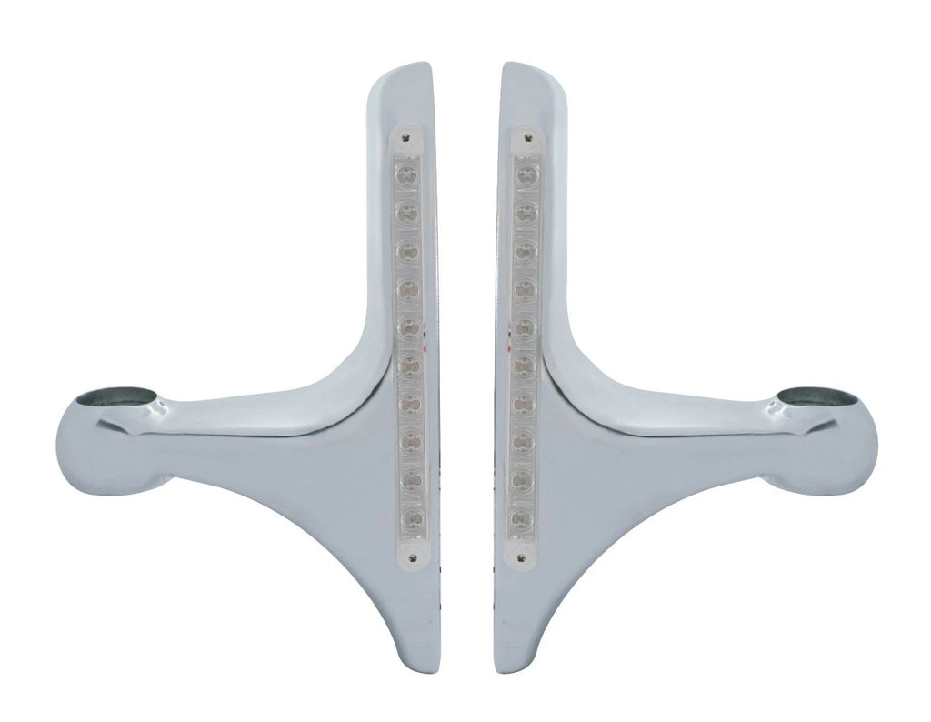 Headlight Brackets Pair for Peterbilt Hood Side L-Shaped Clear Amber LED (—)