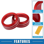 Set of 3 AC Radio Switch Knob Cover Decals for Dodge Durango (2014–2020) Red
