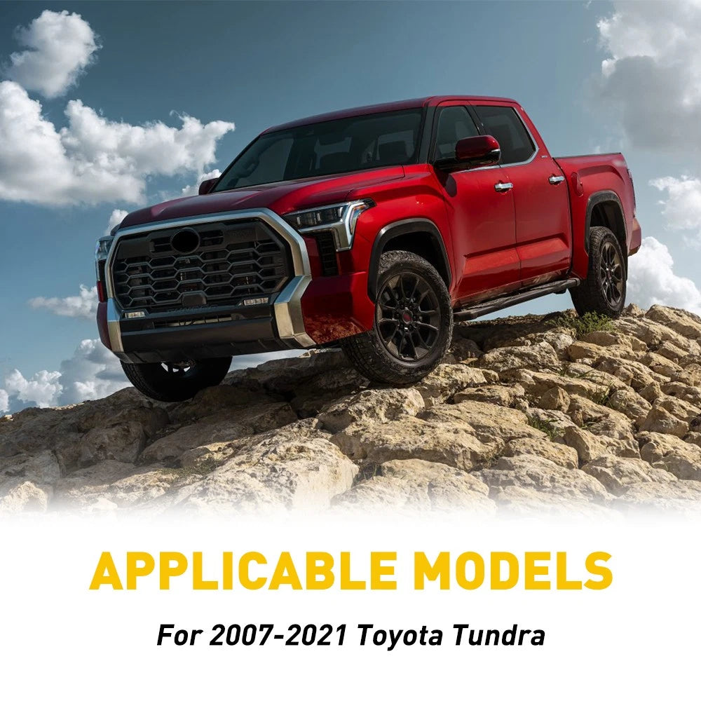 Set of 4 Black Pillar Window Trim Covers for Toyota Tundra (2007–2021)