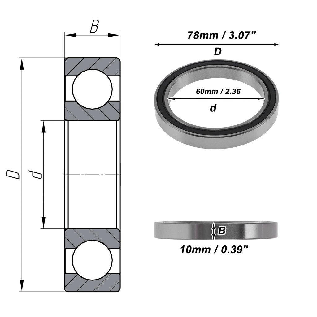 6812DD Deep Groove Ball Bearings for Various Models (60x78x10mm)