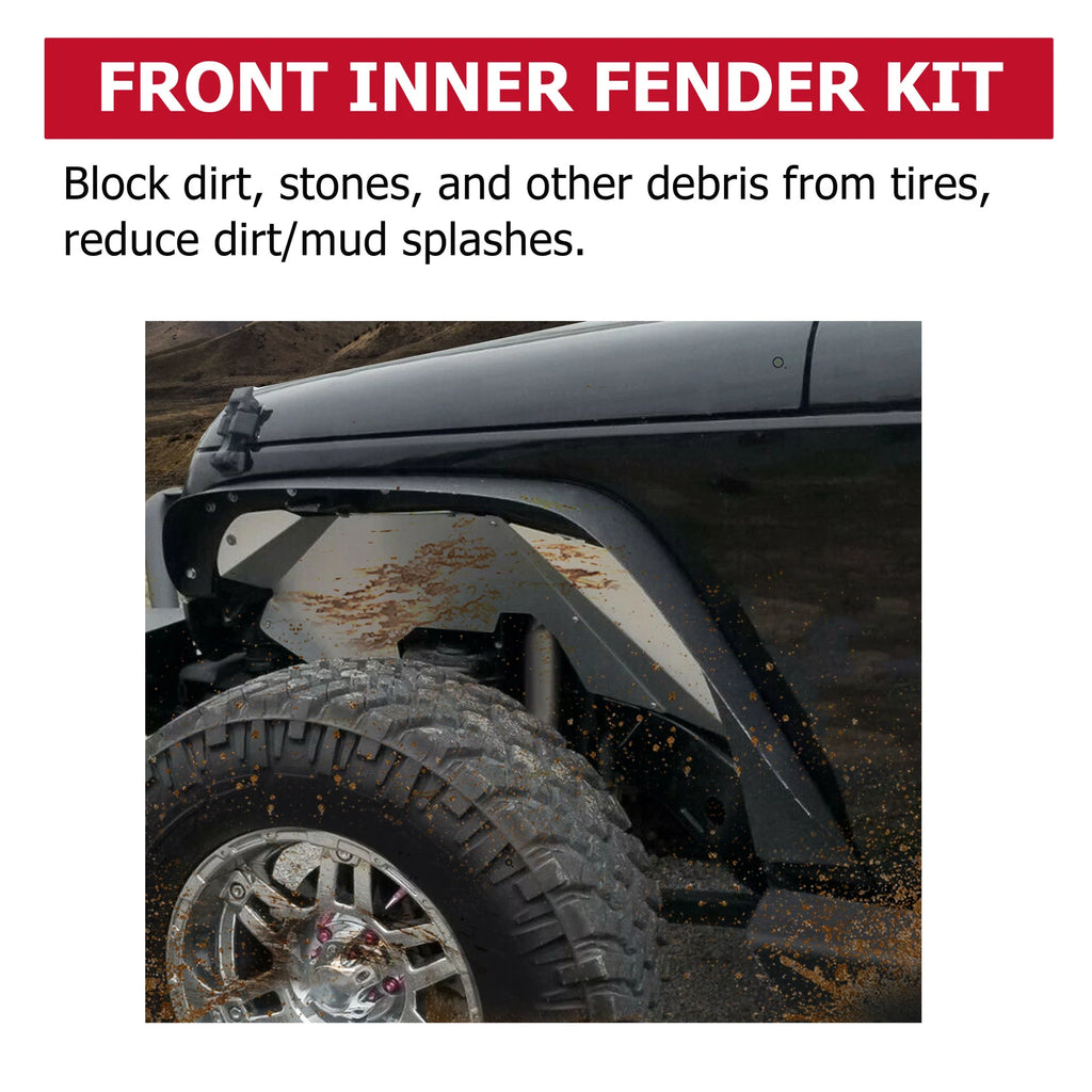 Solid Front Inner Fender Liners for Jeep Wrangler Unlimited JK (2007–2018)