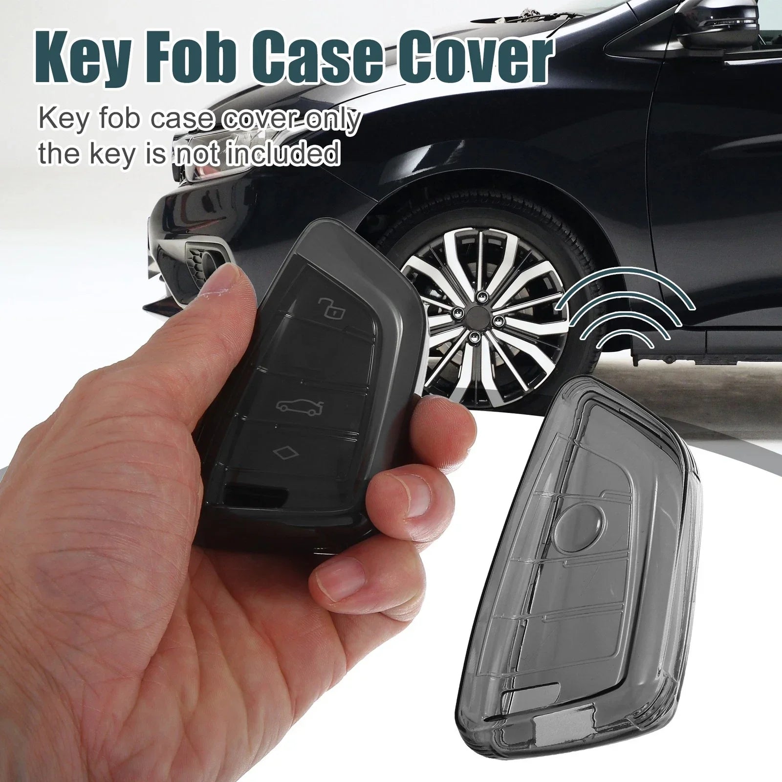 Key Fob Cover TPU for BMW 1/2/3/5/6 Series Translucent Black