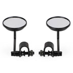 Clamp On 3" Round Black Mirrors for Cafe Racer Chopper Bobber