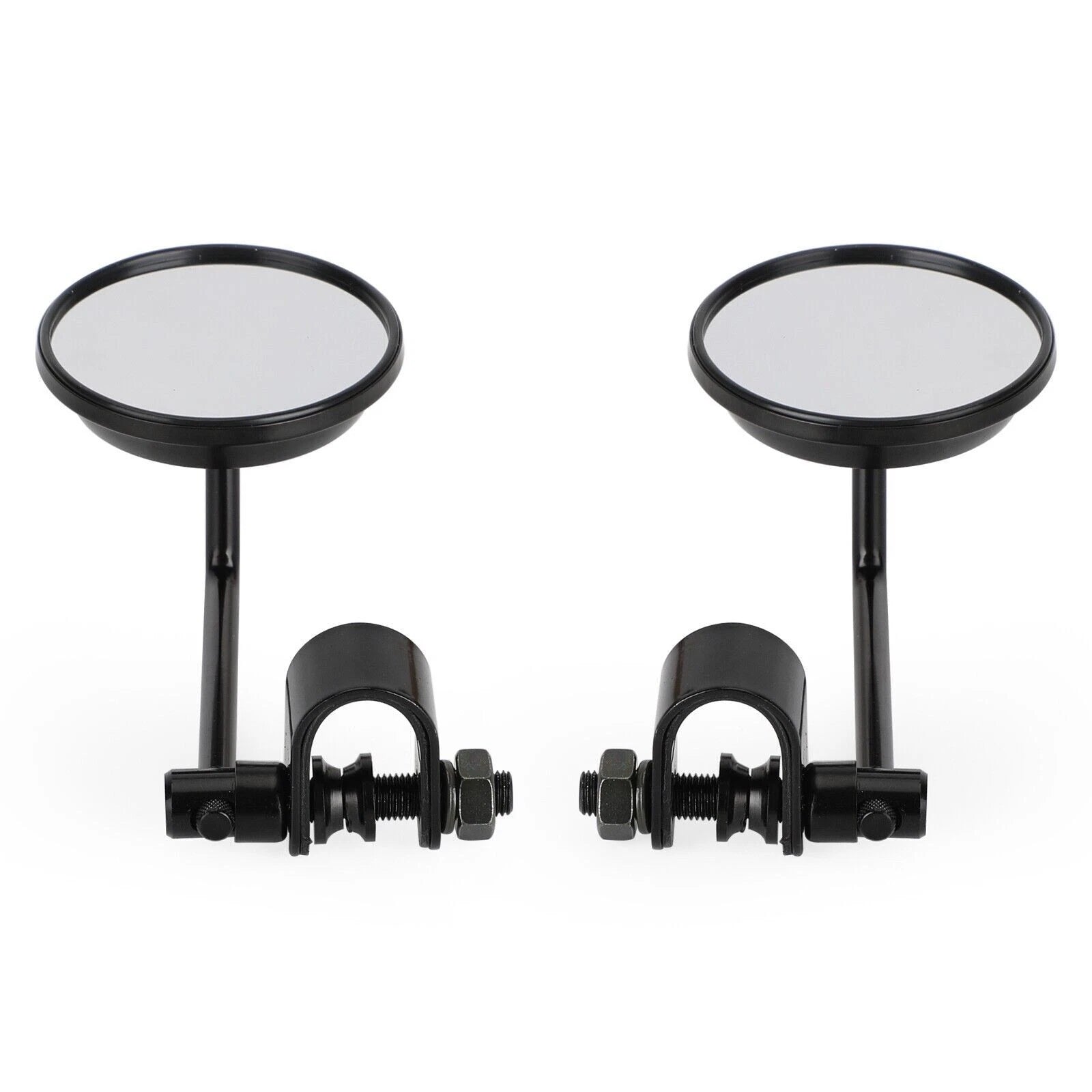 Clamp On 3" Round Black Mirrors for Cafe Racer Chopper Bobber