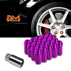 20Pc M12X1.25 Purple JDM Closed End Cone Hex Wheel Lug Nuts + Extension 25mmx50mm