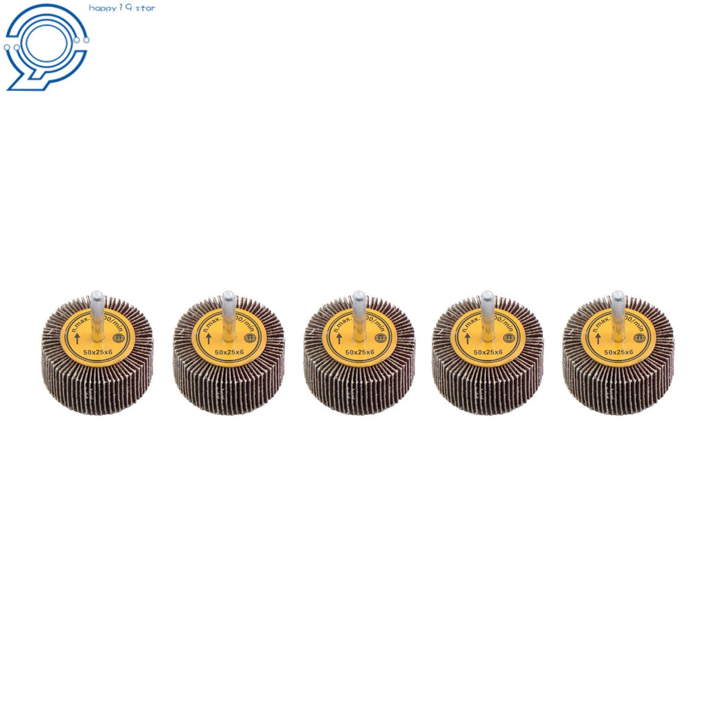 5 Pack Flap Wheels 2" x 1" x 1/4" Shank 120 Grit Aluminum Oxide