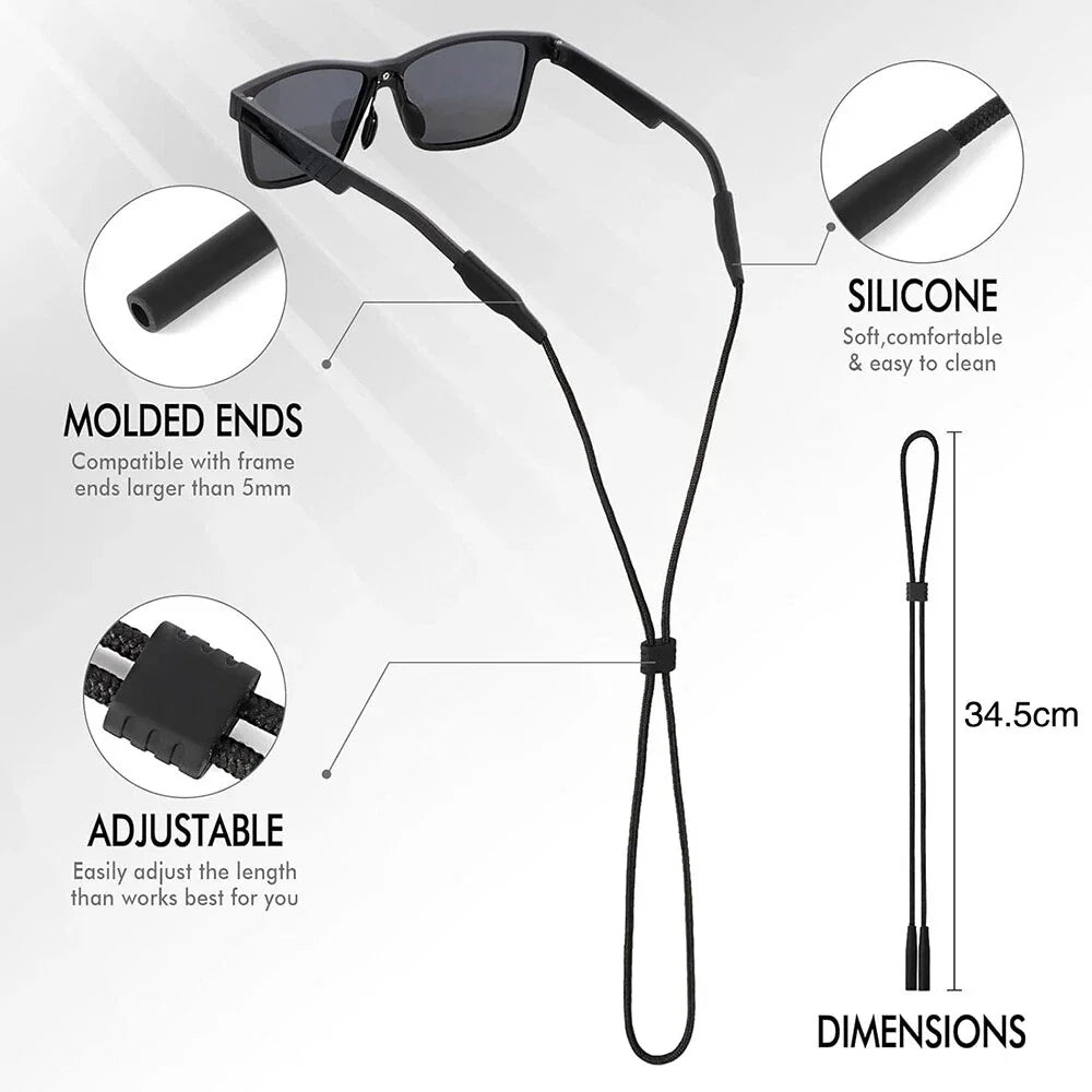 3 x Eyewear String Lanyard Retainer for Glasses - Black