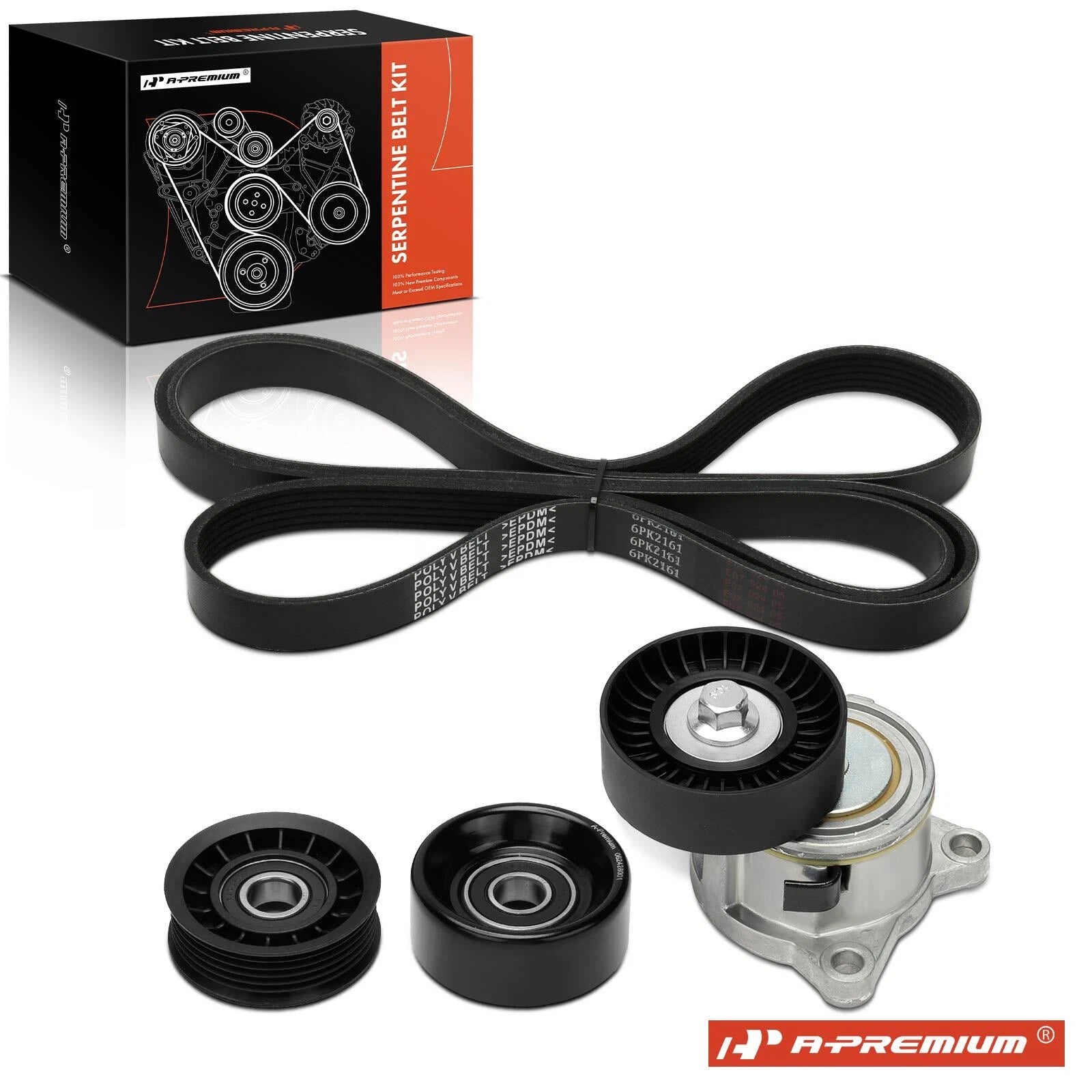 Set of 4 Serpentine Belt Drive Components for Ford Escort (1998–2001)