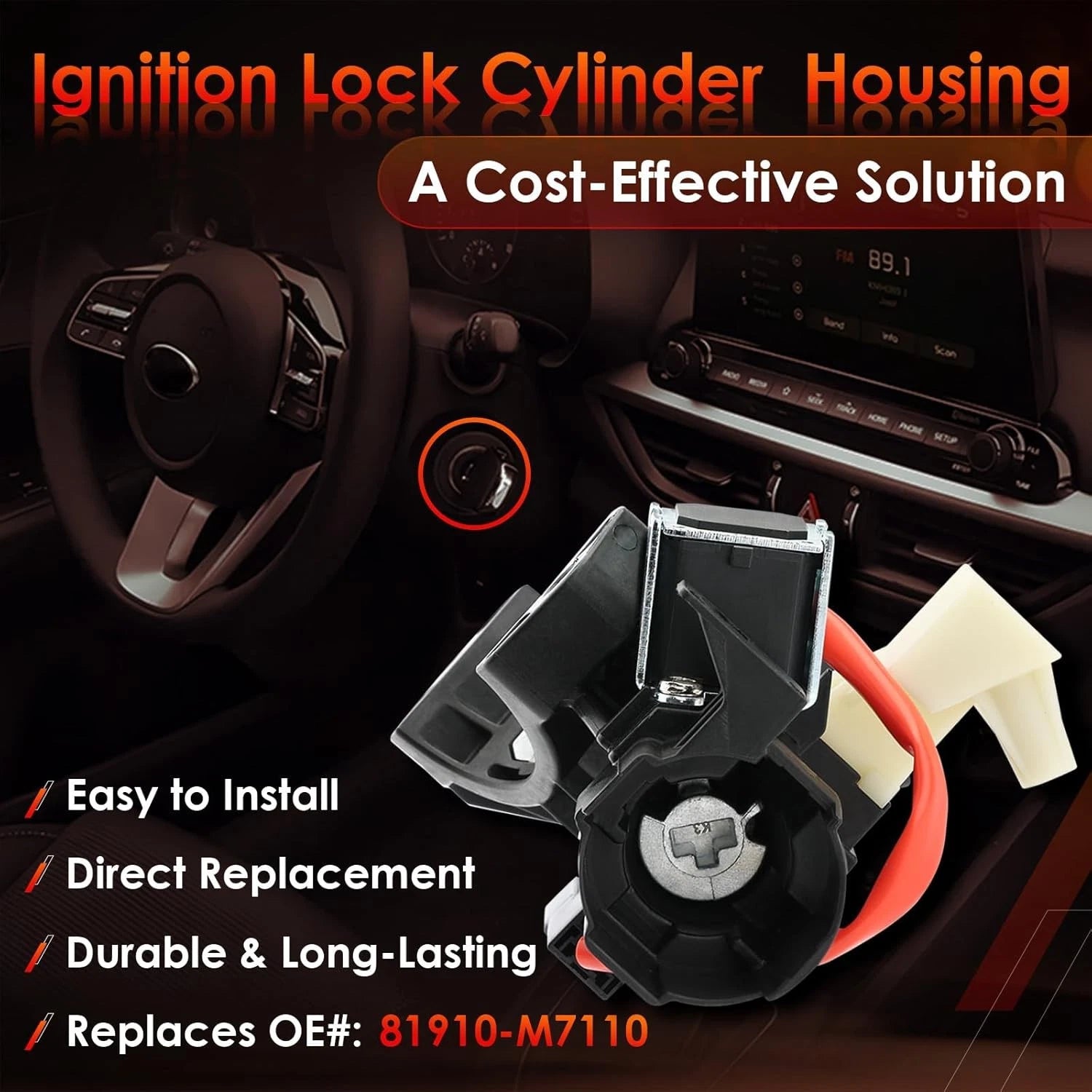 Ignition Lock Switch Cylinder Housing for Kia Forte Soul Seltos (2019–2023) 81900M7E00