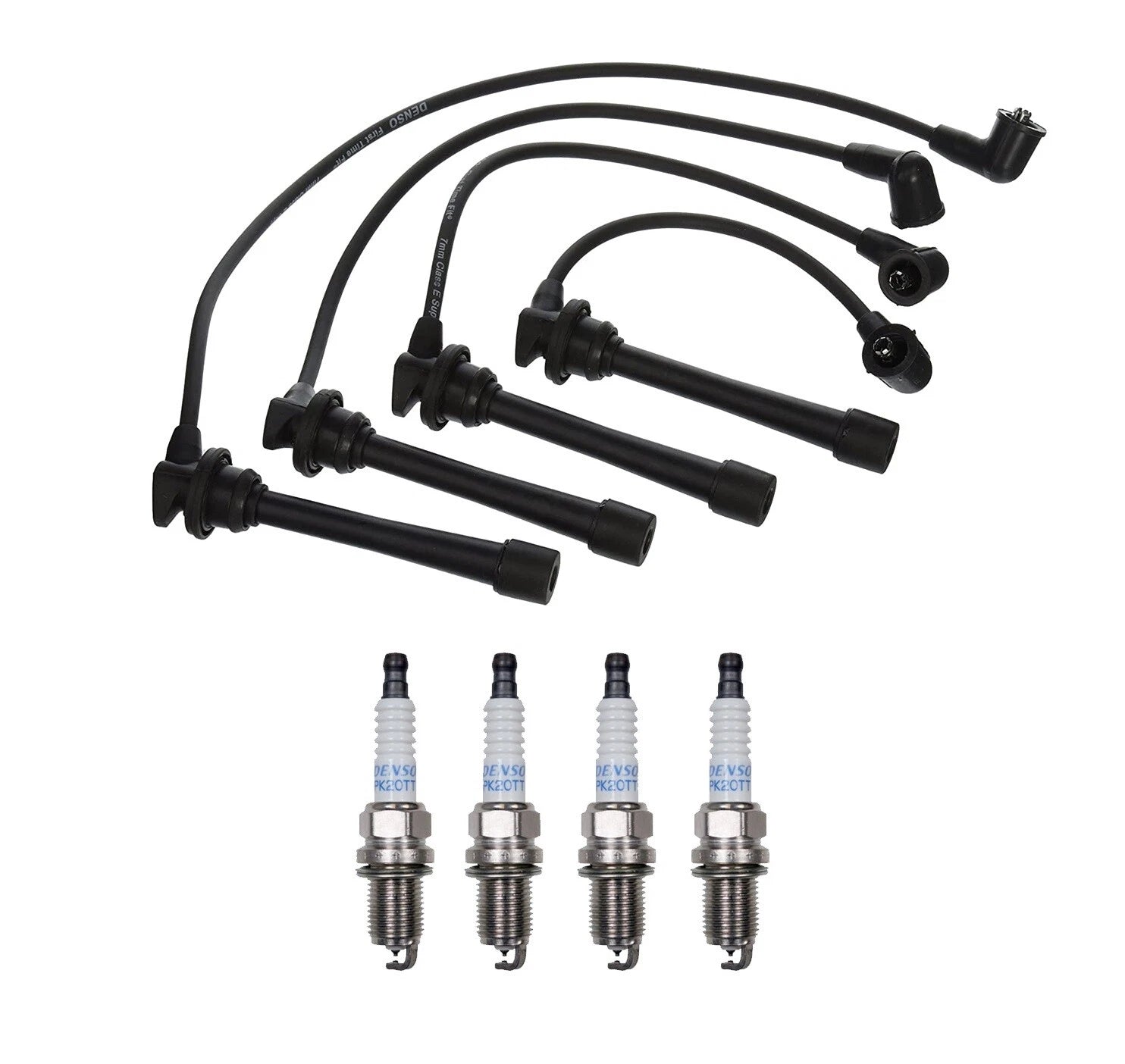 Denso 7mm Wire Set & 4 Platinum TT Spark Plugs for Kia Spectra (2000–2009)