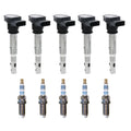 Set of 5 Ignition Coils & Denso Iridium Spark Plugs for Audi TT RS Quattro (2013)