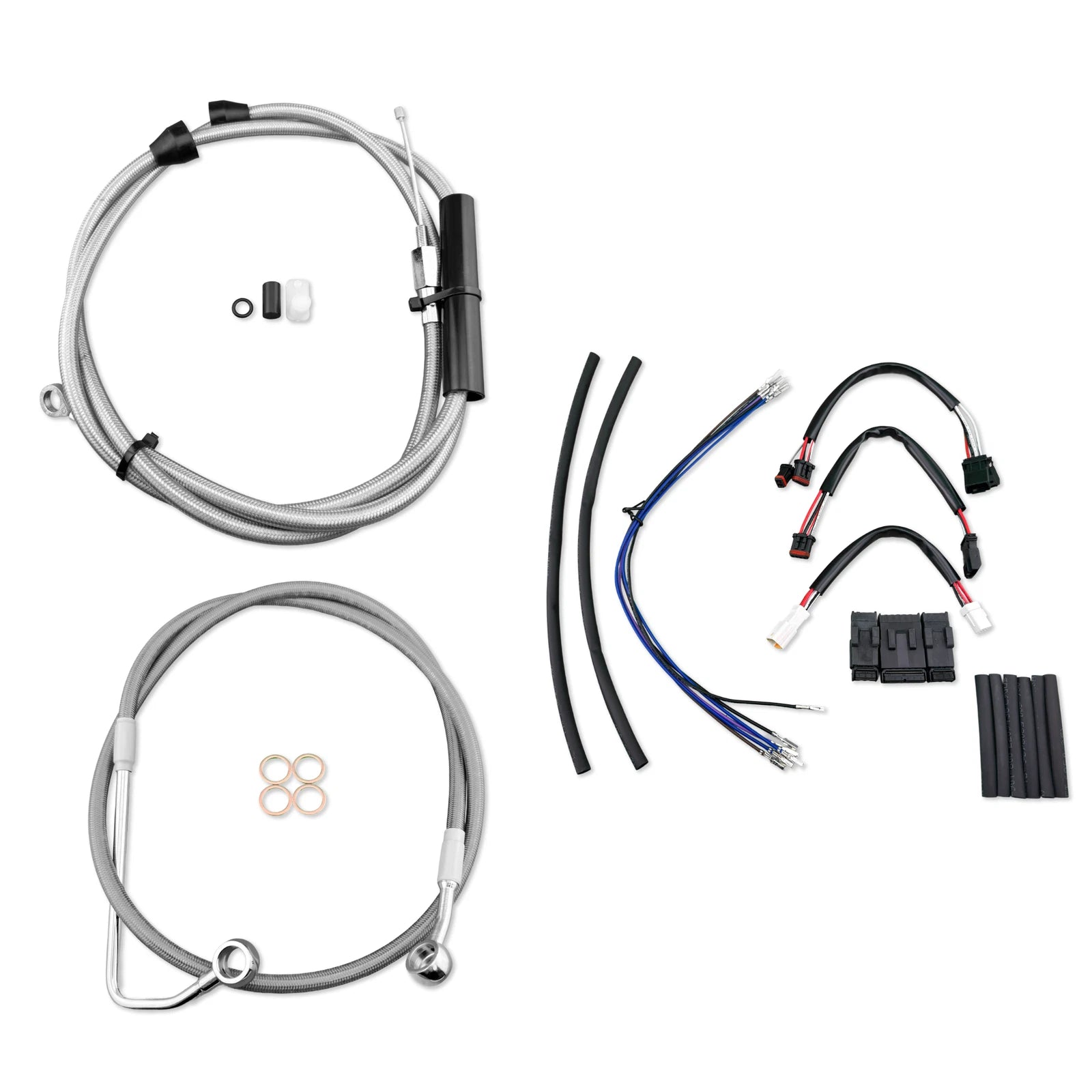 12" Chrome Brake Line Kit for Harley Softail (2016–2017) - ABS