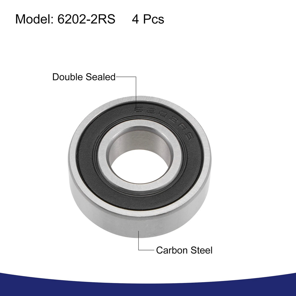 Set of 4 6202-2RS Deep Groove Ball Bearings  