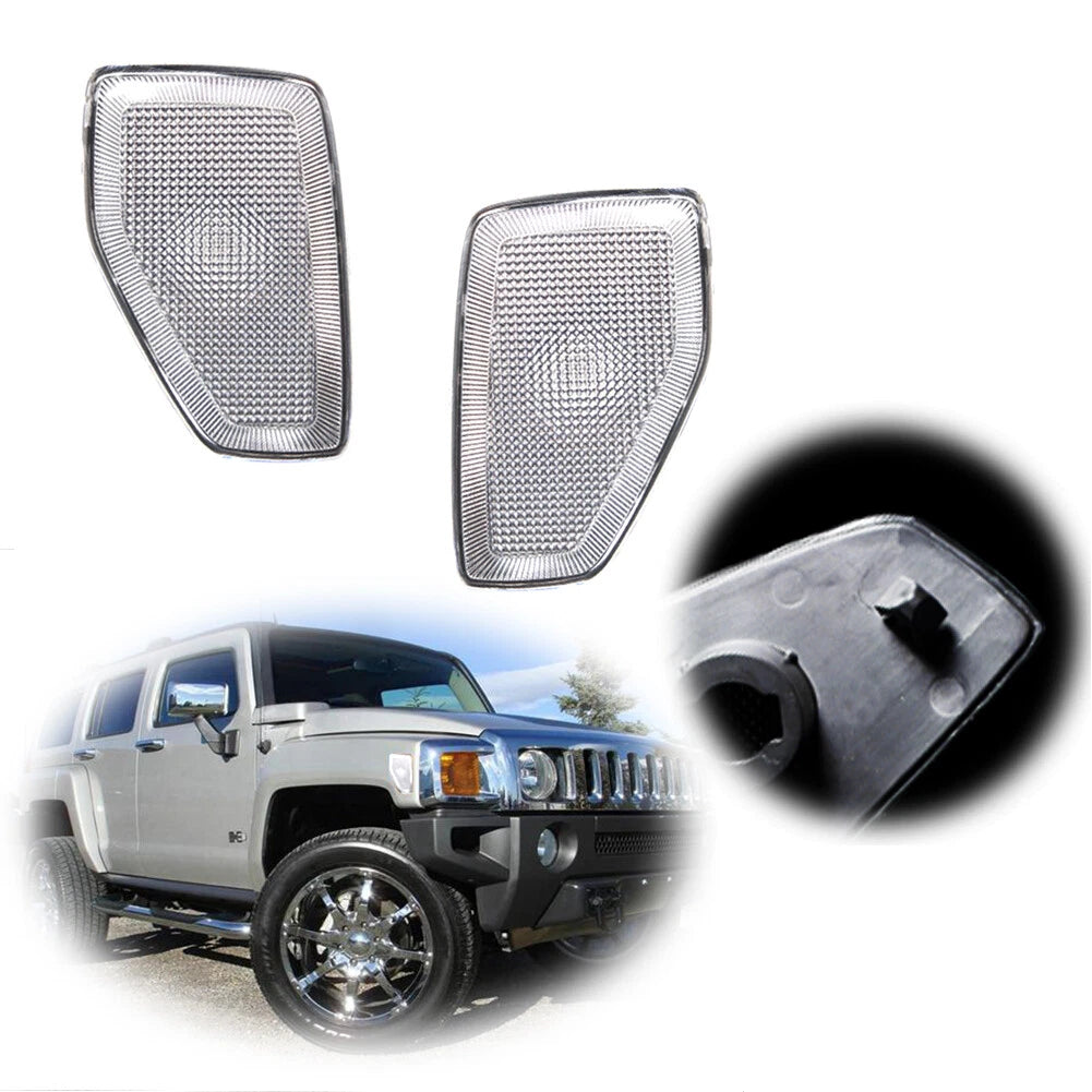 2X Clear Lens Front Fender Side Marker Lights for Hummer H3 (2006–2010)