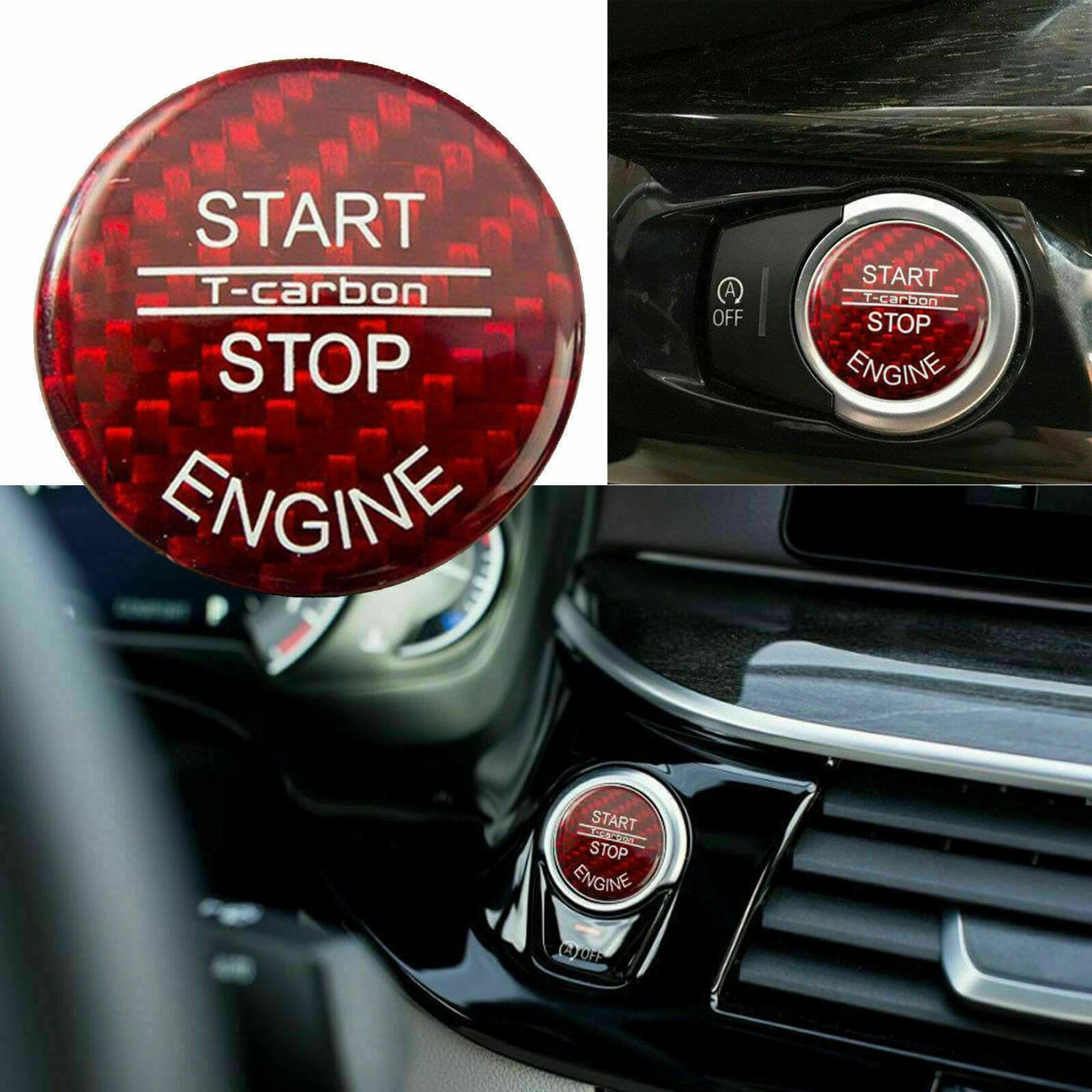 Carbon Fiber Start Stop Button Cap Cover for BMW X5 X6 (2007–2014)