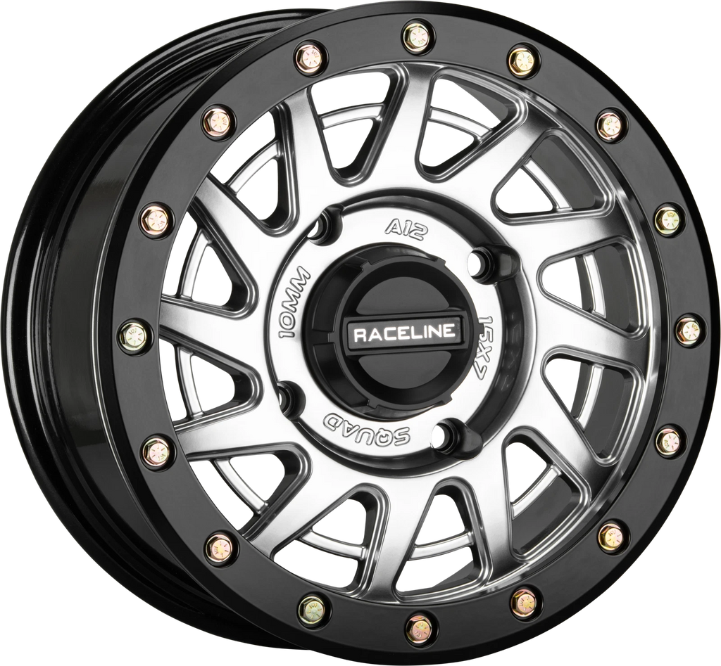 Raceline Squad Beadlock Wheel 15x7 4/137 5+2 Hyper Silver for UTVs (2010–2023)