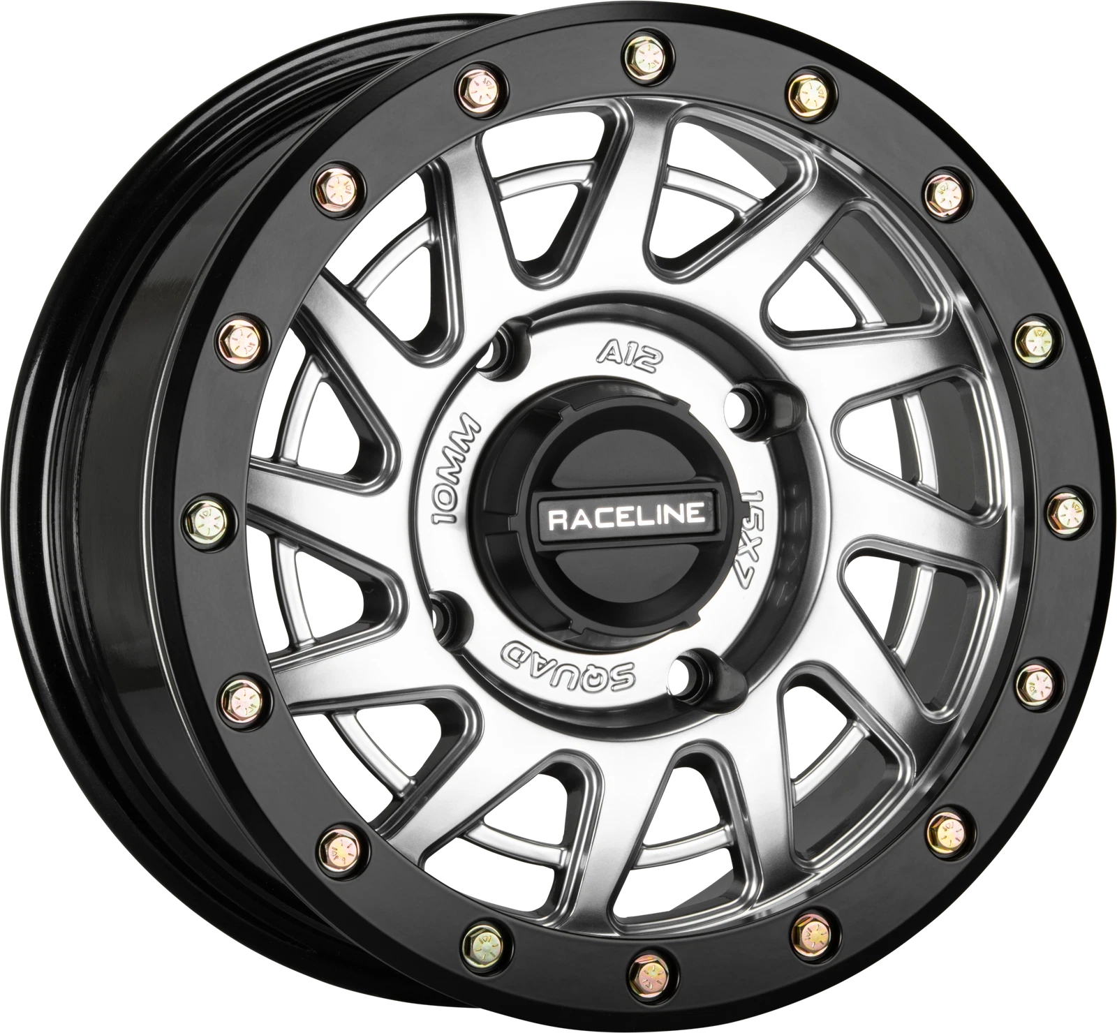 Raceline Squad Beadlock Wheel 15x7 4/137 5+2 Hyper Silver for UTVs (2010–2023)
