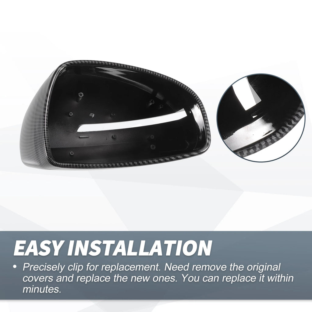 Pair Rearview Mirror Cover Cap Black Carbon Fiber for Audi TT TTS TTRS MK2 R8 (2006–2015)