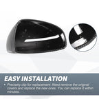 Pair Rearview Mirror Cover Cap Black Carbon Fiber for Audi TT TTS TTRS MK2 R8 (2006–2015)