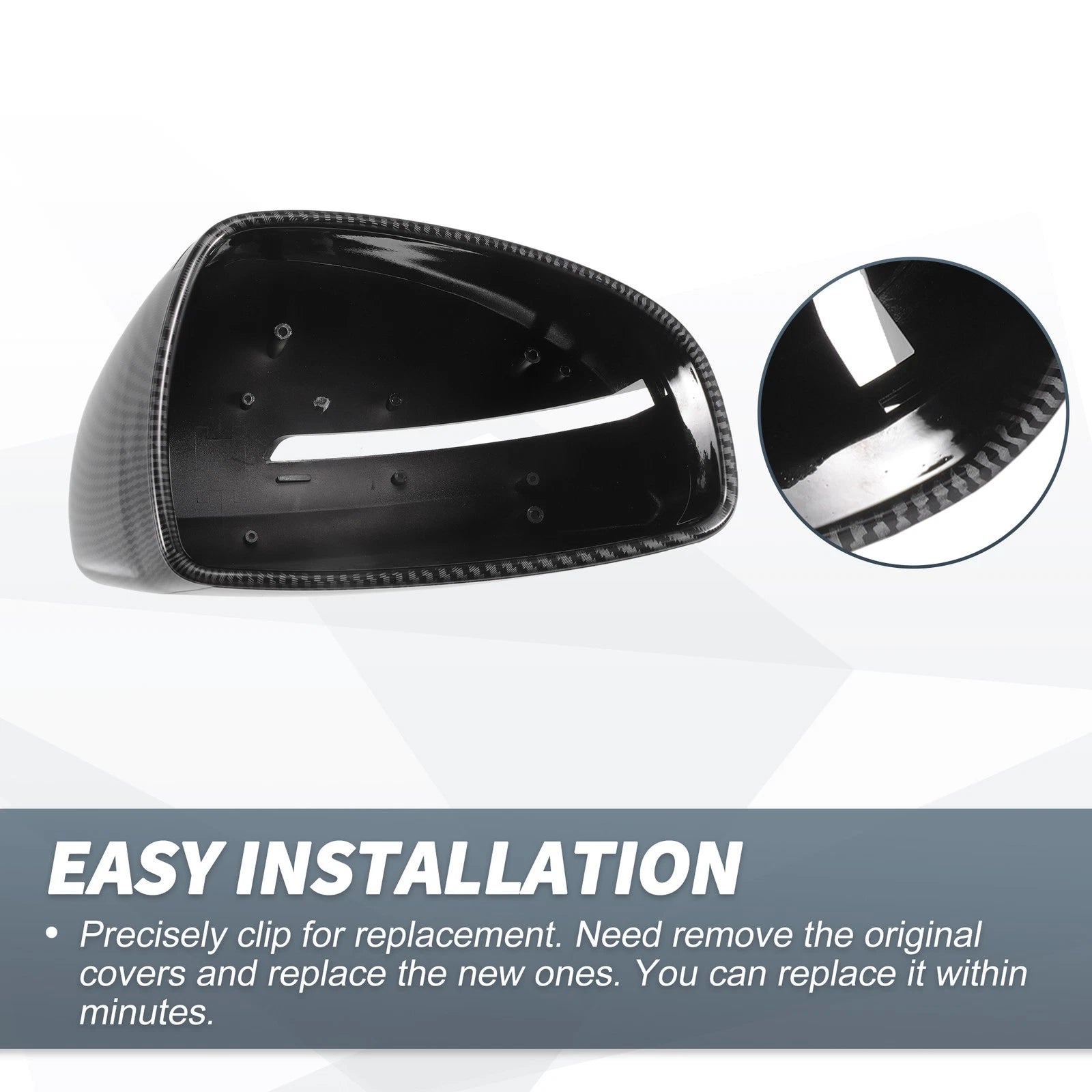 Pair Rearview Mirror Cover Cap Black Carbon Fiber for Audi TT TTS TTRS MK2 R8 (2006–2015)