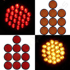 Set of 20 LED Side Marker Clearance Lamps for Trailer (Round Red+Amber)