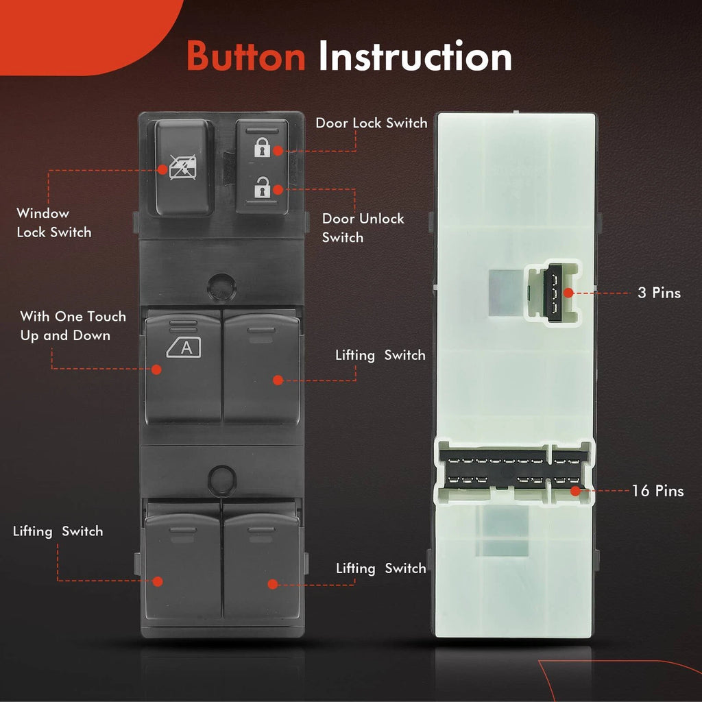 Front Left Power Window Switch for Nissan Rogue (2010-2013)