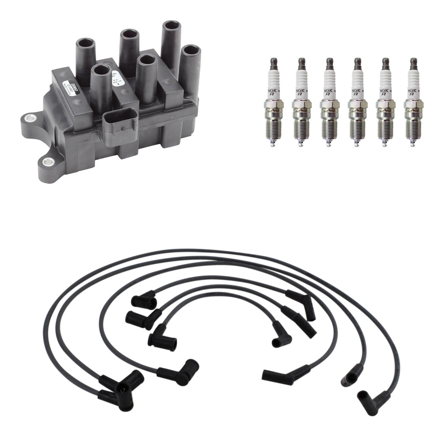 Denso Ignition Coil Wires & NGK Spark Plugs Kit for Mustang V6