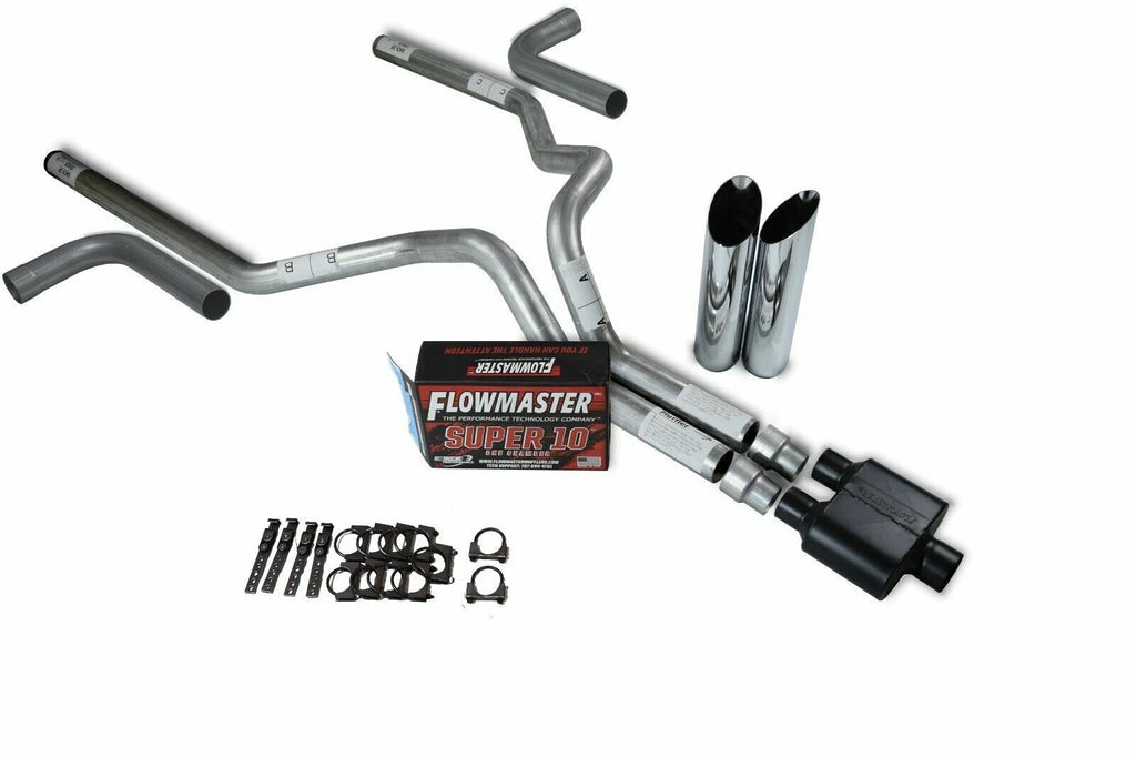 3" Dual Exhaust Kit for Ford F150 (2021–2025) - Flowmaster Super 10, Slash Tip