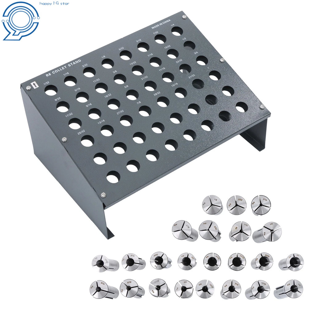 23pc R8 Milling Collet Set with Tool Rack