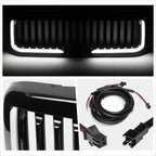 Vertical Fence Front Bumper Grille w/LED Light Bar for Ford F250-F550 (1999–2004)