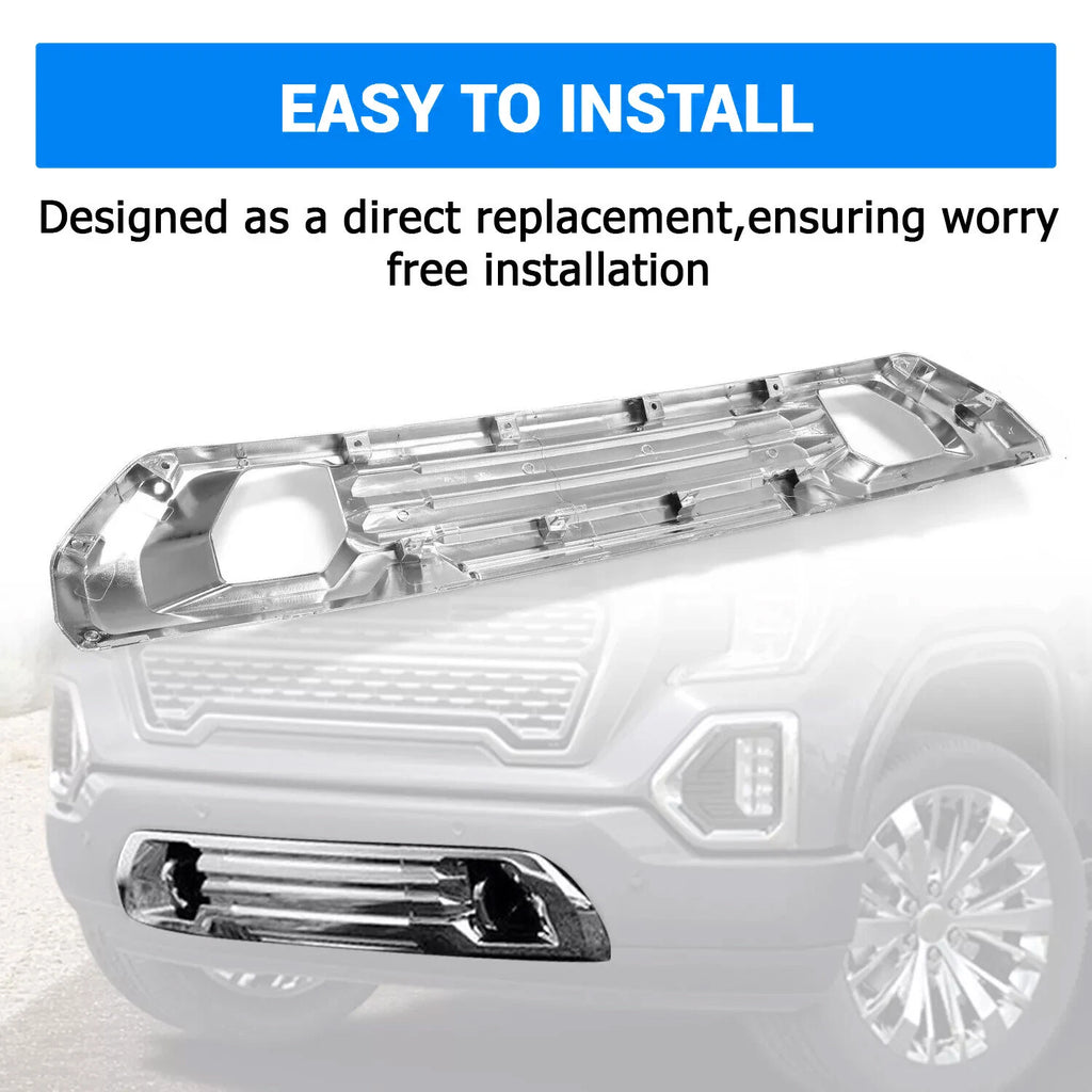 Chrome Front Lower Bumper Filler Grille Plate for GMC Sierra 1500 (2019–2022)