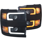 Black Clear Lens Headlights w/Switchback for 15-19 Chevy Silverado 2500 HD
