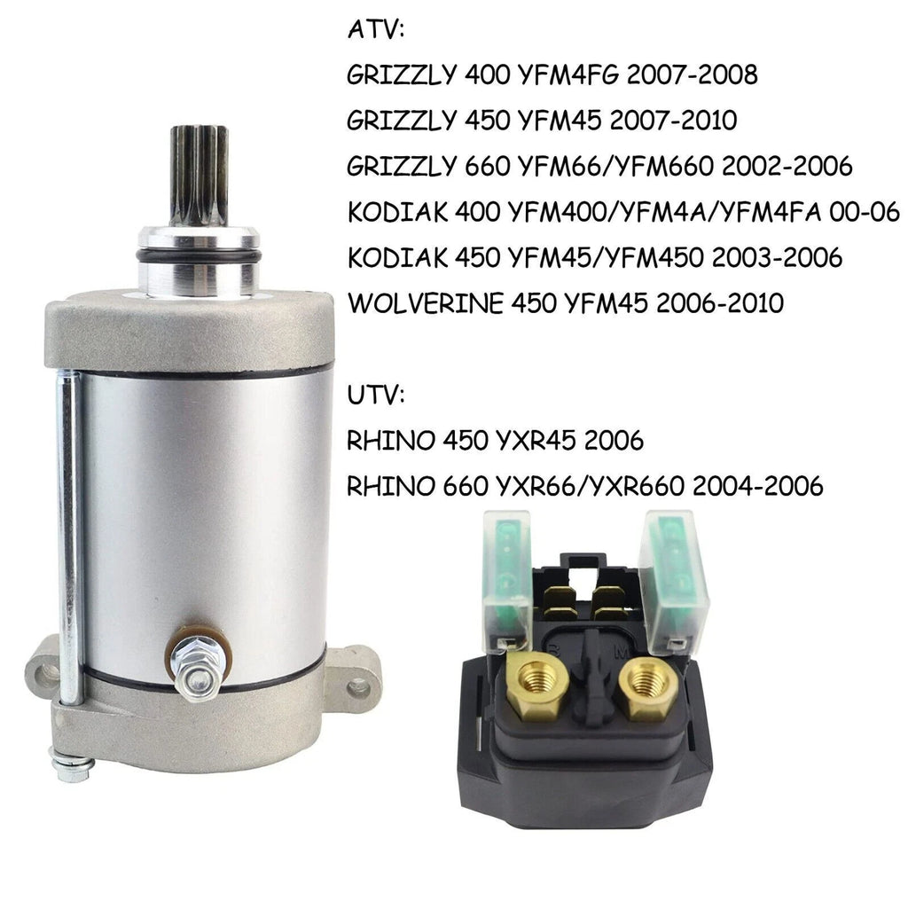 Starter Motor for Yamaha Rhino 450 YXR45 (2006) with Relay