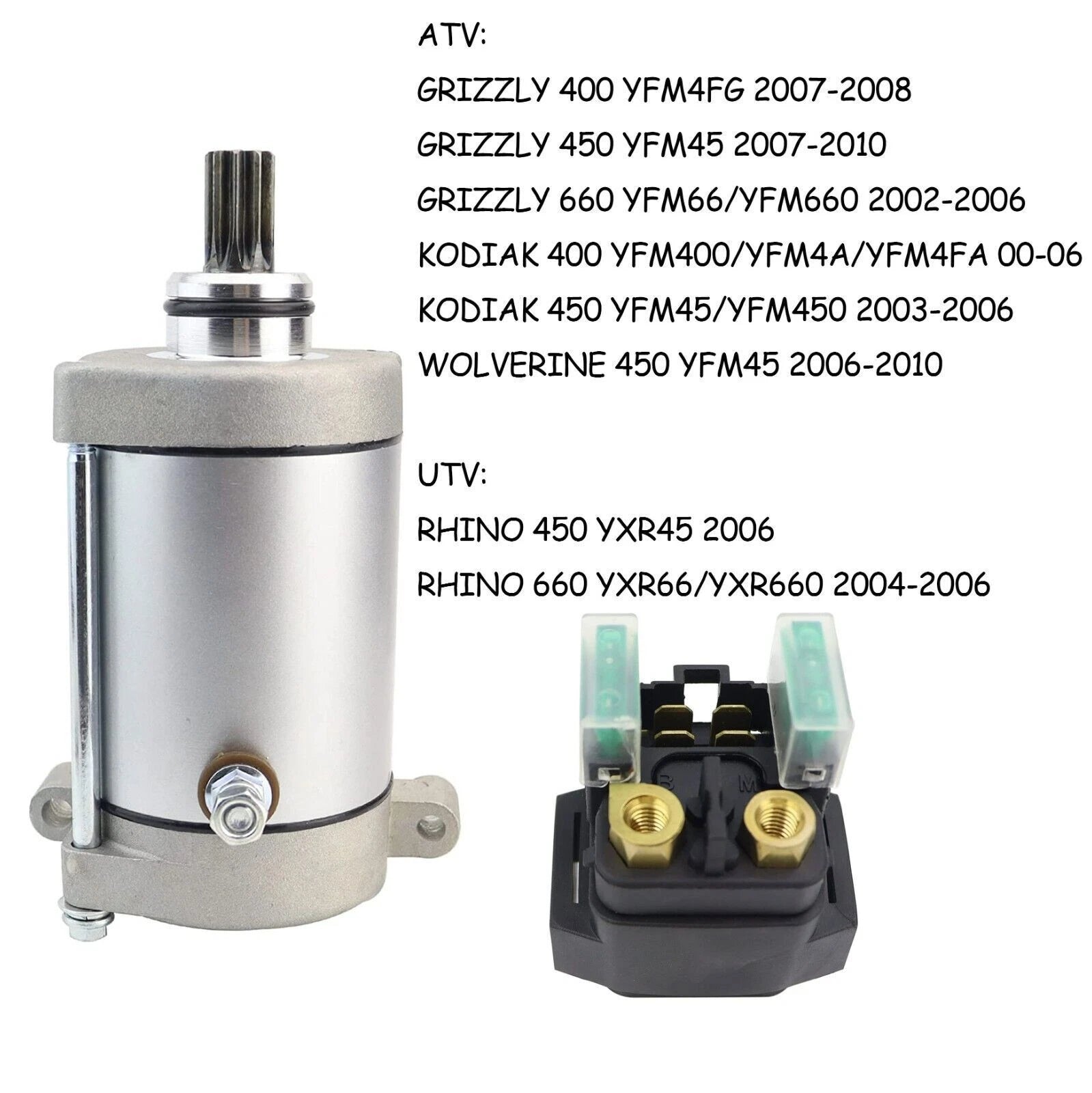 Starter Motor for Yamaha Rhino 450 YXR45 (2006) with Relay