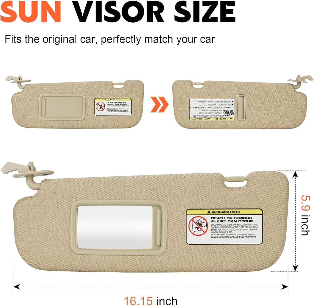 Left Sun Visor for Hyundai Elantra (2011–2015) 852103X000TX Beige