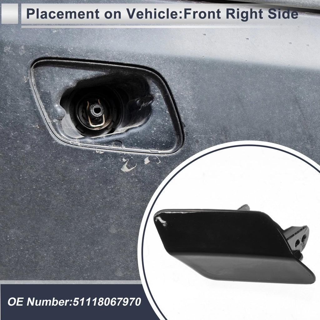 Washer Nozzle Cover Cap No. 51118067970 for BMW 320i (2012–2013) Black