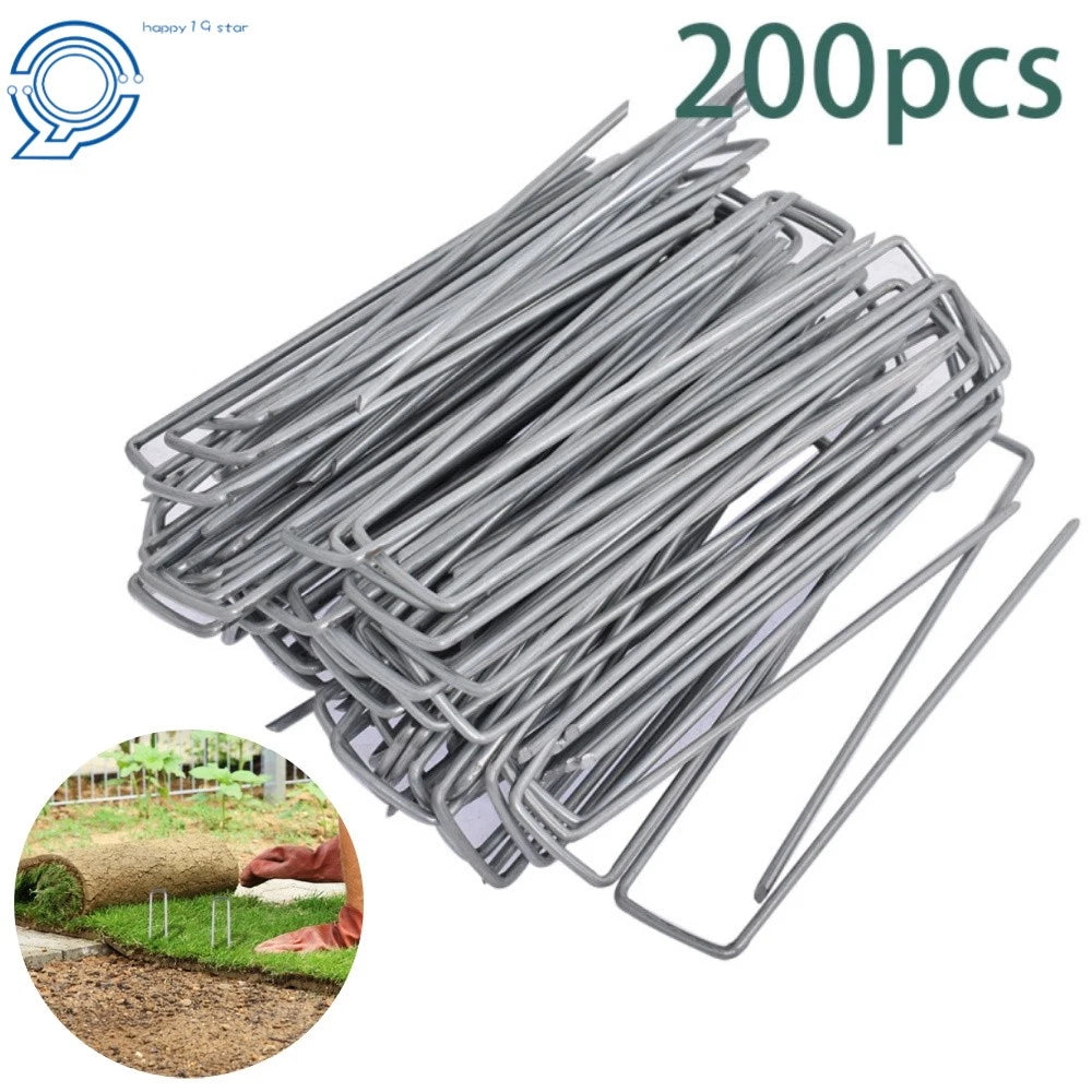 Set of 200 Galvanized 6" Landscape Staples for Garden Projects