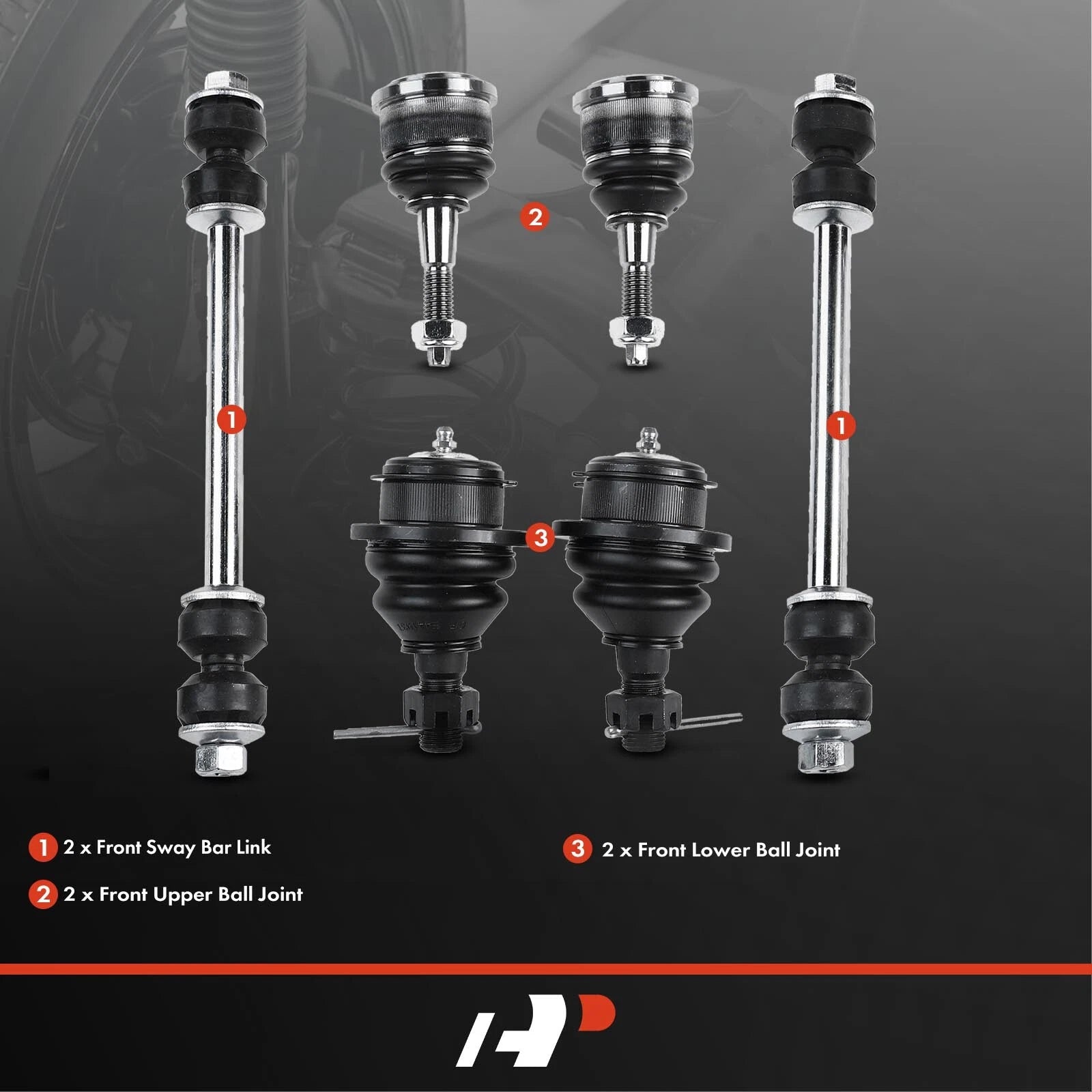 Set of 6 Front Ball Joints Sway Bar Links for Ford Explorer (2002–2005)