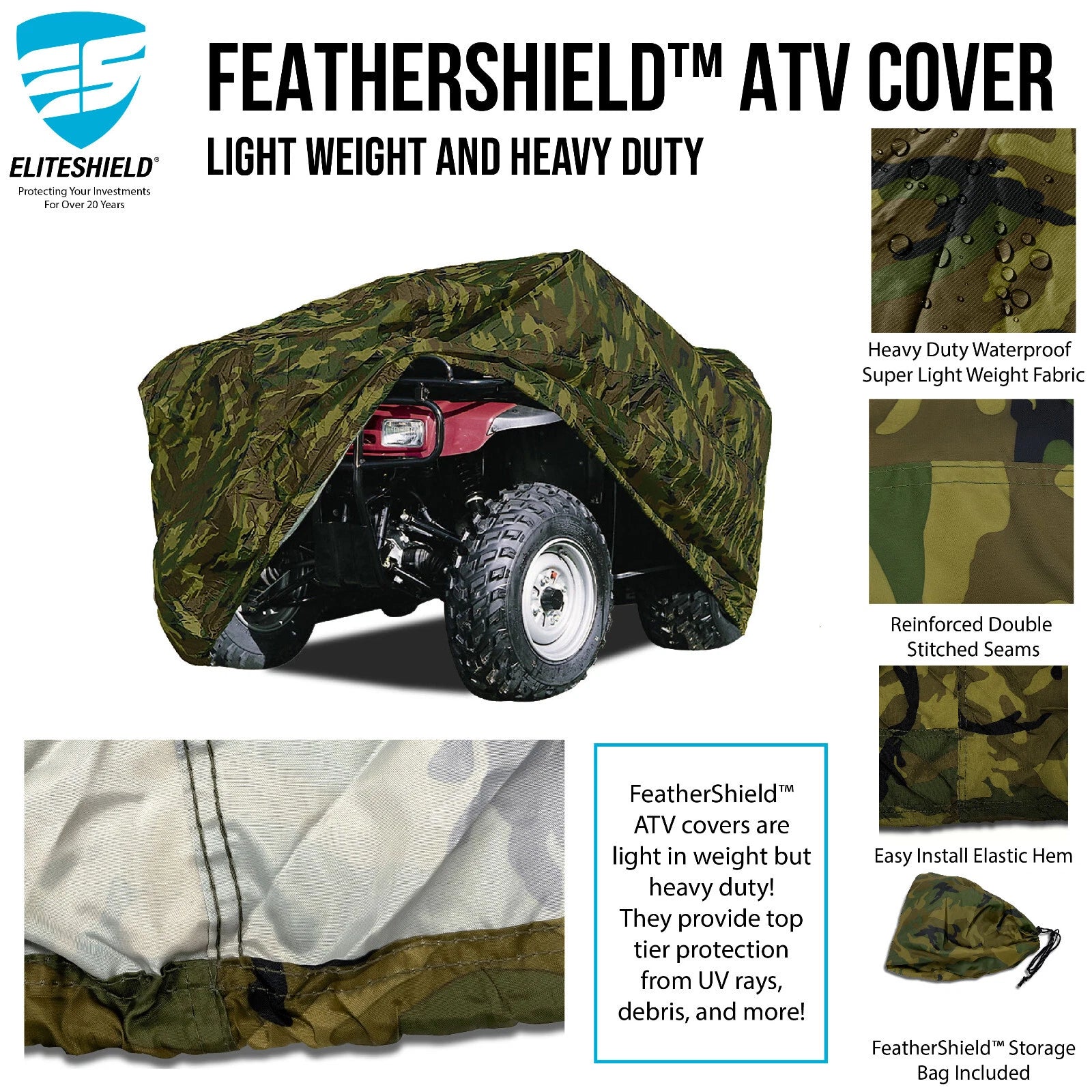 Universal Camo Waterproof ATV Storage Cover for ATVs up to 83" L