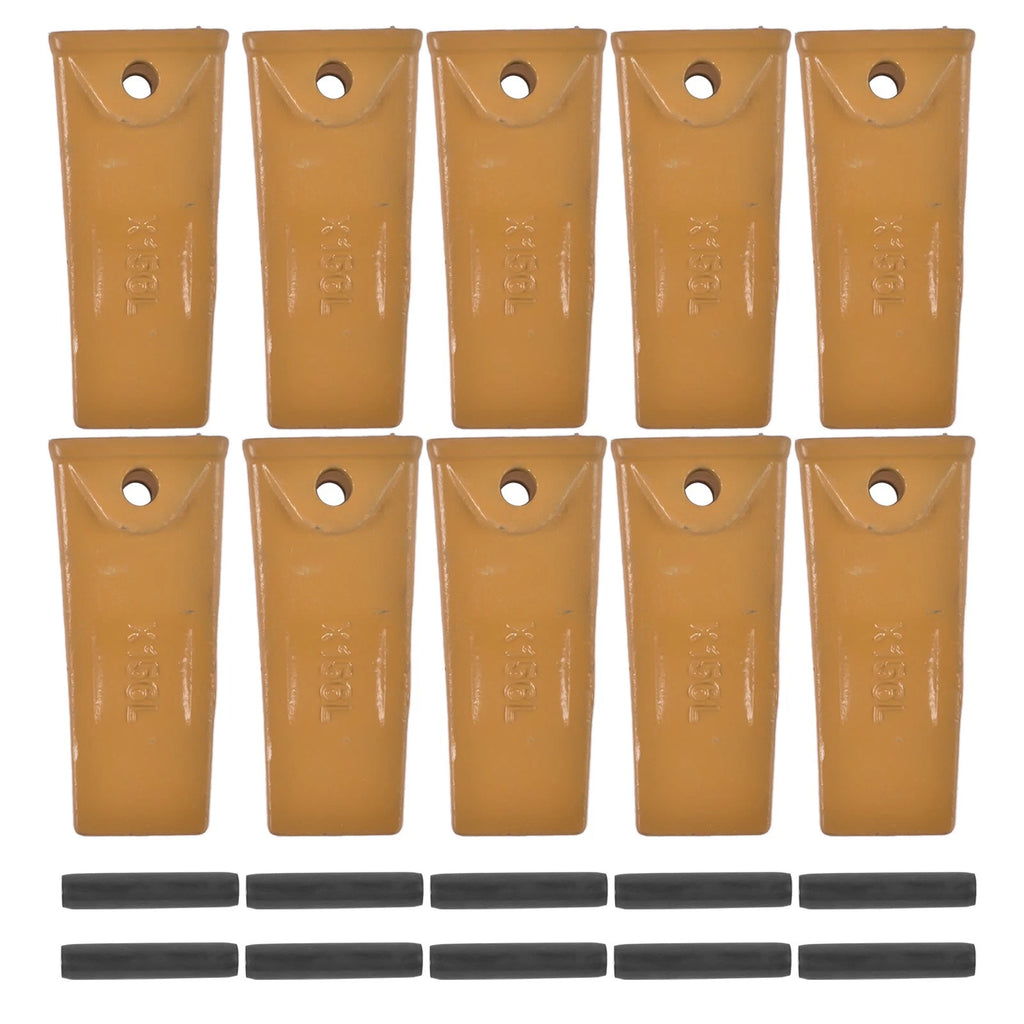10Pcs Long Bucket Teeth X156L + Pins P156 for Skid Steer Mini Excavators
