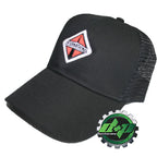 Black Twill Mesh Trucker Snapback Hat for International Trucks