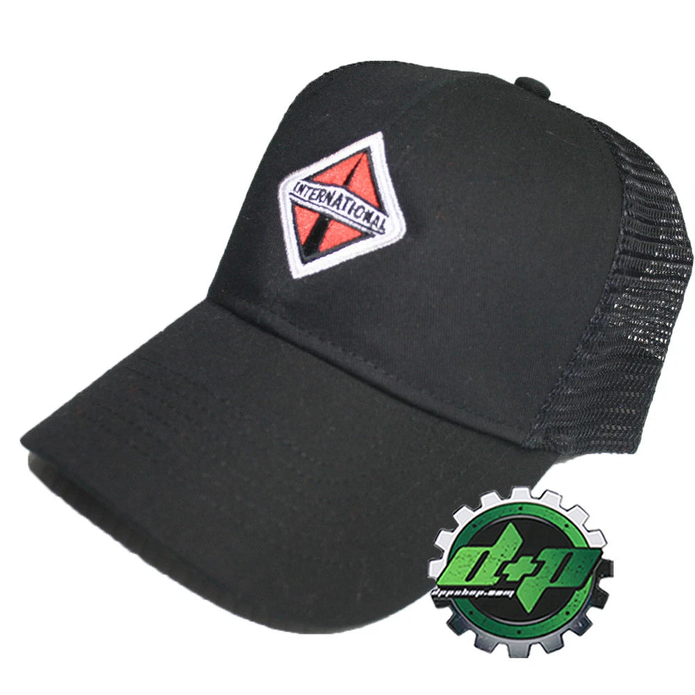 Black Twill Mesh Trucker Snapback Hat for International Trucks