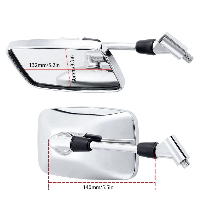 Chrome Rectangle Rearview Mirrors for Suzuki Boulevard Intruder